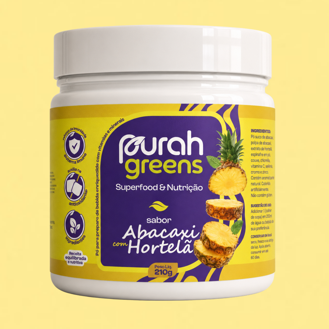 Pote Purah Greens Abacaxi com Hortelã